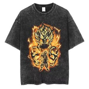 Black Graphic T-Shirt with Fiery Design